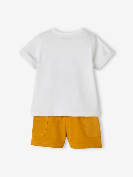 Ensemble T-shirt imprimé + short baggy bébé blanc+gris clair chiné 6 - vertbaudet enfant 