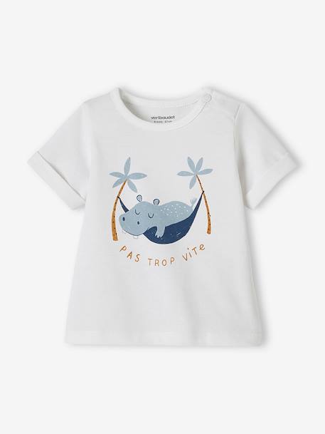 Ensemble T-shirt imprimé + short baggy bébé blanc+gris clair chiné 4 - vertbaudet enfant 