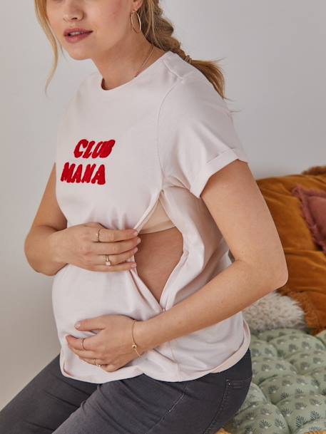 T-shirt à message grossesse et allaitement en coton bio personnalisable Bleu+Gris anthracite+Marron+Marron+Rose 25 - vertbaudet enfant 