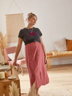 Vêtements de grossesse-Jupe longue de grossesse en gaze de coton