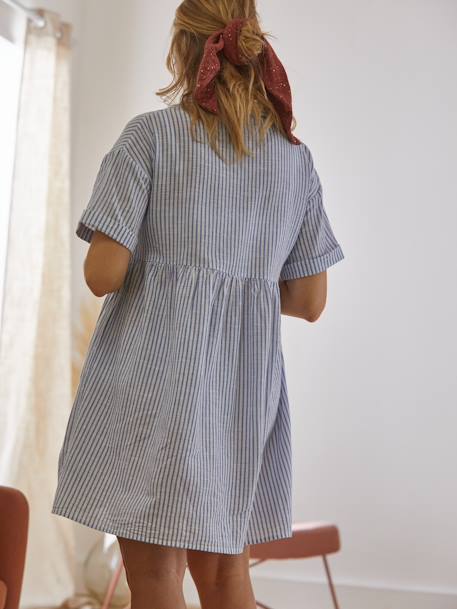 Robe-chemisier rayée courte grossesse et allaitement caramel+Rayé bleu et blanc 7 - vertbaudet enfant 