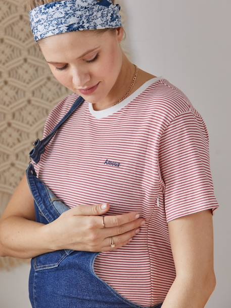 T-shirt coton brodé grossesse et allaitement personnalisable Rayé marine+Rayé rouge 10 - vertbaudet enfant 