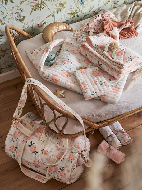 Sac à langer Baby Roll en gaze de coton eau de rose+ivoire imprimé 3 - vertbaudet enfant 