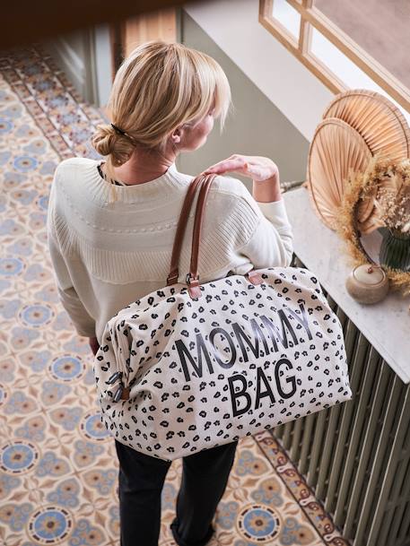 Sac à langer Mommy bag large canvas Blanc cassé léopard 1 - vertbaudet enfant 
