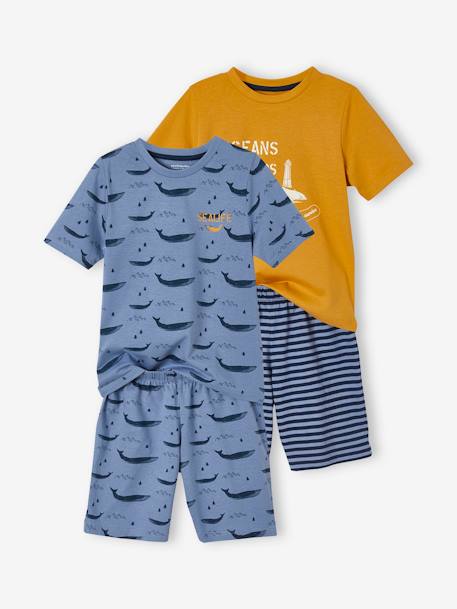Lot de 2 pyjashorts garçon baleines Oeko-Tex® Lot moutarde et bleu 1 - vertbaudet enfant 