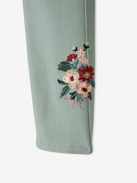Tregging brodé MorphologiK Fin fille rose poudré+vert sauge 12 - vertbaudet enfant 