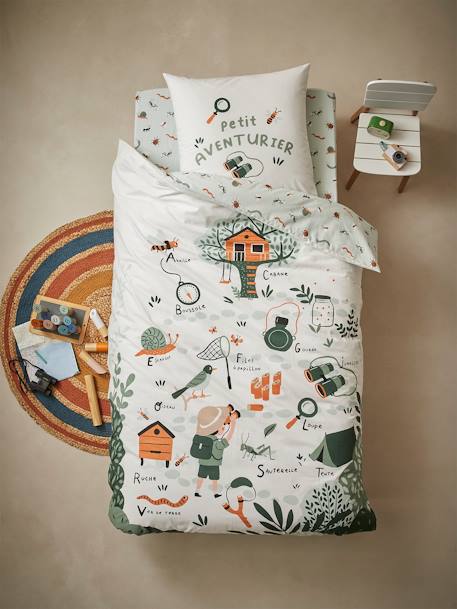 Parure housse de couette + taie d'oreiller enfant MA CABANE bleu gris 4 - vertbaudet enfant 