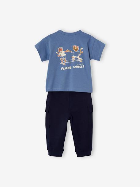 Ensemble T-shirt et pantalon en molleton bébé bleu 4 - vertbaudet enfant 