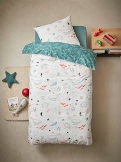 Linge de maison et décoration-Linge de lit enfant-Housse de couette-Parure housse de couette + taie d'oreiller enfant FOND MARIN