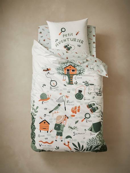 Parure housse de couette + taie d'oreiller enfant MA CABANE bleu gris 5 - vertbaudet enfant 