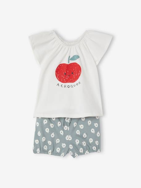 Ensemble bébé T-shirt + short ivoire+rose clair 4 - vertbaudet enfant 