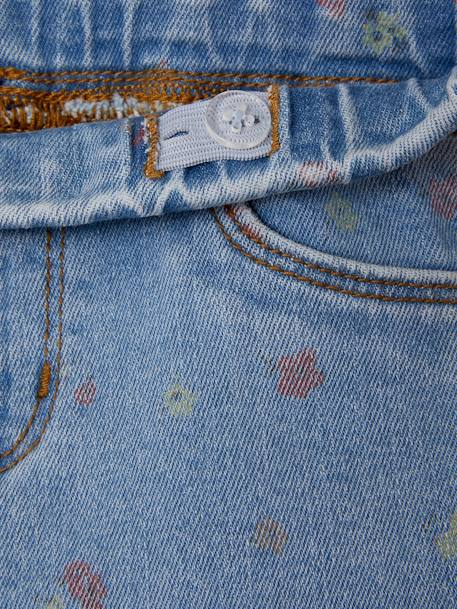 Short tregging en jean imprimé fleurs fille denim bleached 3 - vertbaudet enfant 