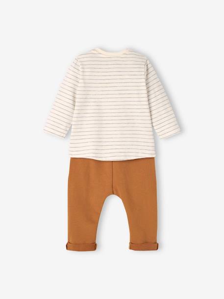 Ensemble bébé tee-shirt et pantalon en molleton bleu canard+rayé / caramel 10 - vertbaudet enfant 