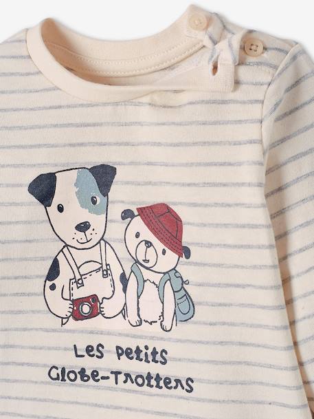 Ensemble bébé tee-shirt et pantalon en molleton bleu canard+rayé / caramel 11 - vertbaudet enfant 