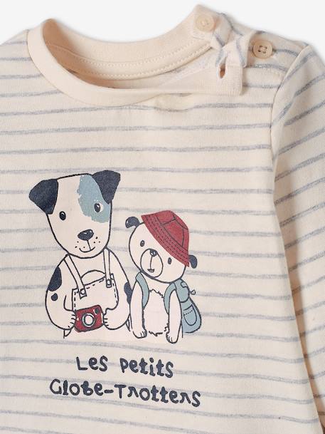 Ensemble T-shirt et pantalon molleton bébé rayé / caramel+rayé / kaki 6 - vertbaudet enfant 