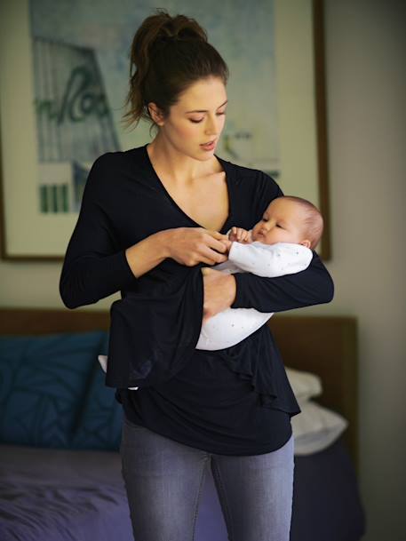 T-shirt croisé grossesse et allaitement noir 4 - vertbaudet enfant 