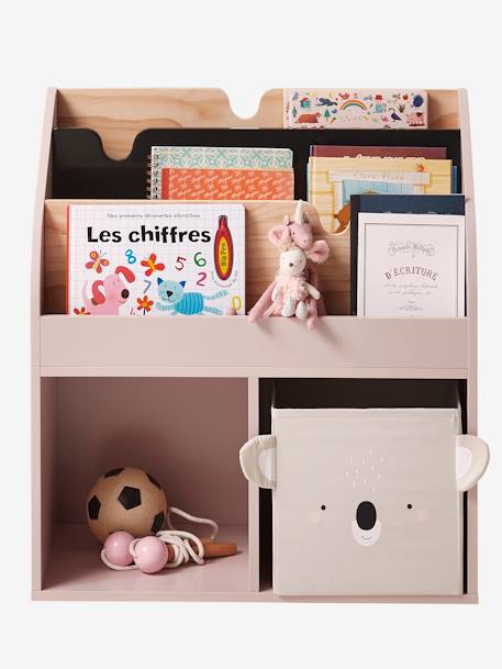 Meuble de rangement 2 cases + étagère-bibliothèque LIGNE SCHOOL blanc+Rose+Vert 7 - vertbaudet enfant 