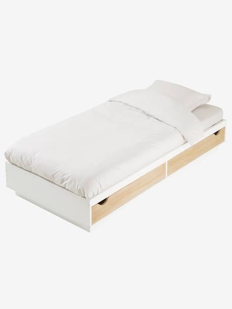 Lit plateforme enfant avec tiroirs SCHOOL BLANC / BOIS 4 - vertbaudet enfant 