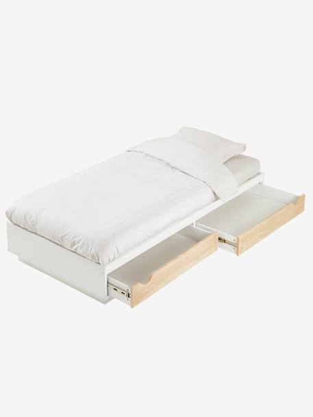 Lit plateforme enfant avec tiroirs SCHOOL BLANC / BOIS 5 - vertbaudet enfant 