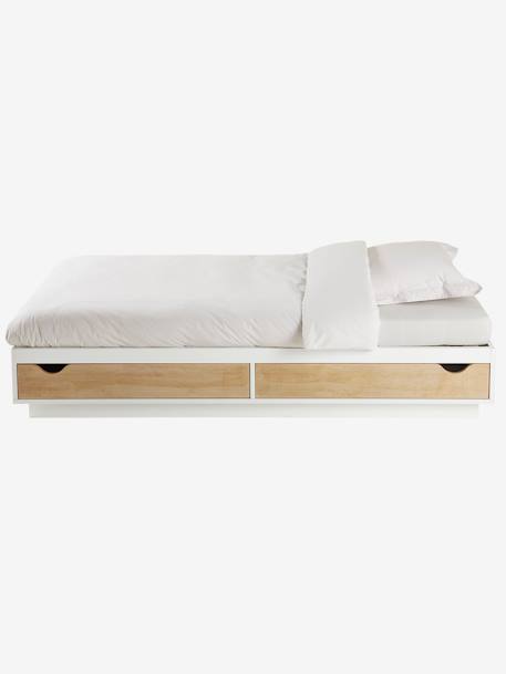 Lit plateforme enfant avec tiroirs SCHOOL BLANC / BOIS 6 - vertbaudet enfant 