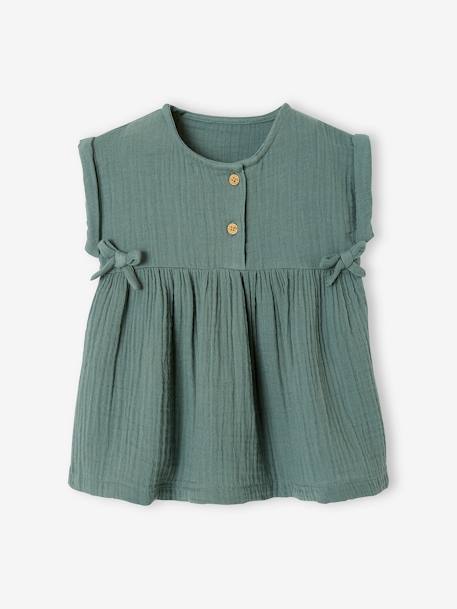 Robe bébé en gaze de coton ocre+vert 6 - vertbaudet enfant 