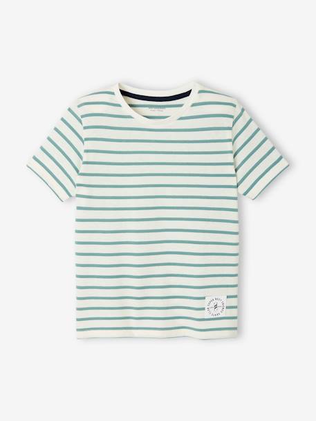T-shirt garçon rayé manches courtes bleu azur+dark bleu indigo rayé+rayé jaune+rayé rouge+sauge rayé 18 - vertbaudet enfant 