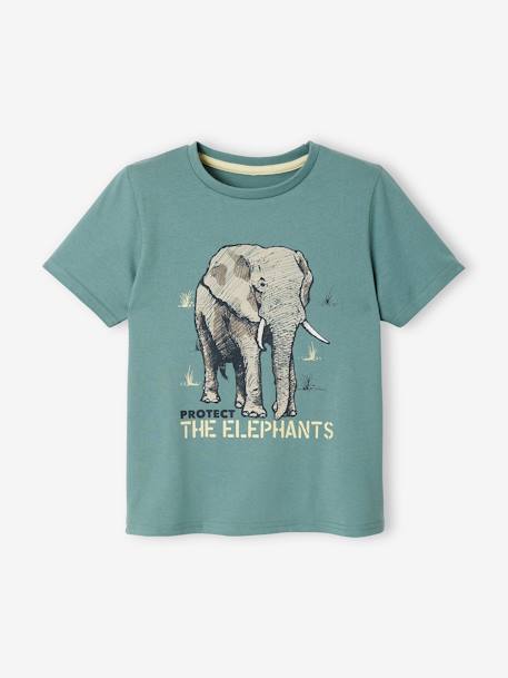 Tee-shirt bio motif animal garçon manches courtes ivoire+sauge 4 - vertbaudet enfant 
