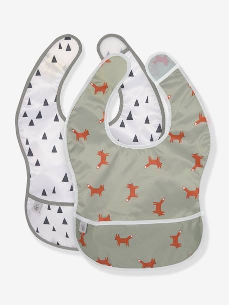 Lot de 2 bavoirs avec poche LÄSSIG Little Forest Little forest renard - Vert ol 1 - vertbaudet enfant 