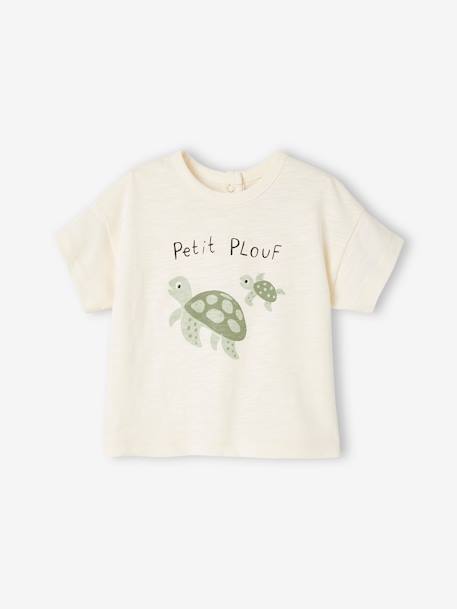 T-shirt bébé motif animalier manches courtes beige 1 - vertbaudet enfant 