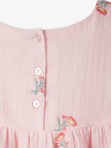 Robe brodée fleurs en gaze de coton fille rose 5 - vertbaudet enfant 