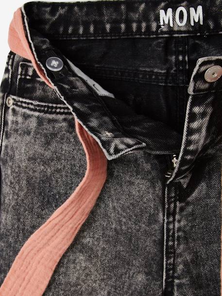 Jean Mom et sa ceinture en gaze de coton fille denim noir+double stone 9 - vertbaudet enfant 