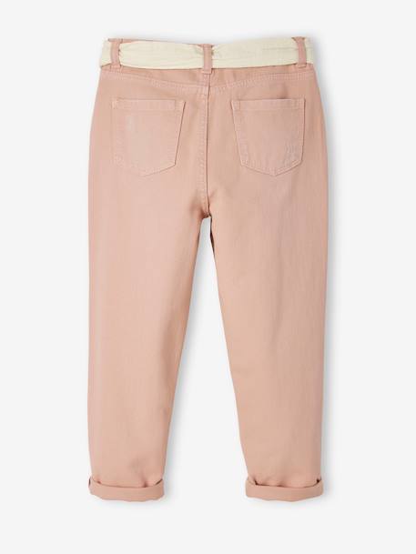 Pantalon Mom et sa ceinture en gaze de coton fille moutarde+pêche+rose 20 - vertbaudet enfant 