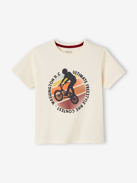 T-shirt garçon motifs graphiques manches courtes blanc+ECRU+vert d'eau 4 - vertbaudet enfant 
