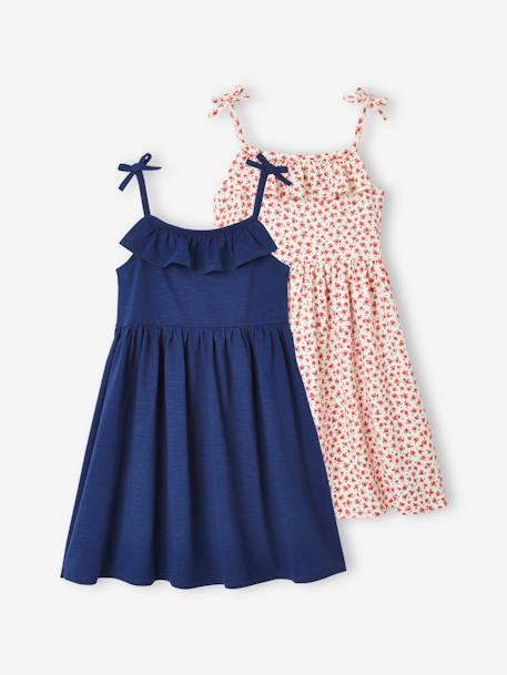 Lot de 2 robes à bretelles Basics fille 1 imprimée + 1 unie  - vertbaudet enfant