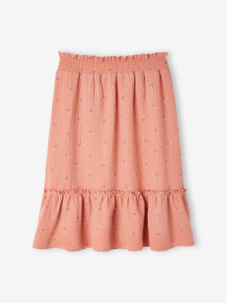 Jupe longue en gaze de coton imprimé fleurs fille blush foncé imprimé 2 - vertbaudet enfant 