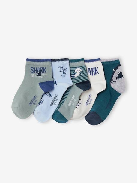 Lot de 5 paires de mi-chaussettes requins Oeko-Tex® lot light sauge 1 - vertbaudet enfant 