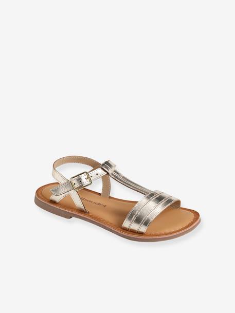 Sandales cuir fille Light gold+marron+marron imprimé 2 - vertbaudet enfant 