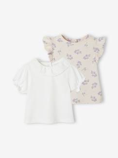 Bébé-T-shirt, sous-pull-T-shirt-Lot de 2 T-shirts romantiques bébé manches courtes
