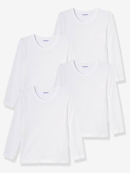 Lot 4 T-shirts maillot de corps BASICS blanc 1 - vertbaudet enfant 