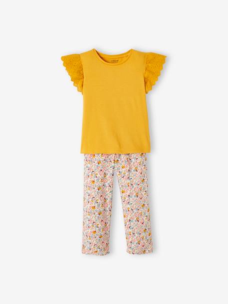 Ensemble T-shirt noué et pantalon fluide imprimé fille corail+jaune d'or+Marine+vert émeraude 7 - vertbaudet enfant 