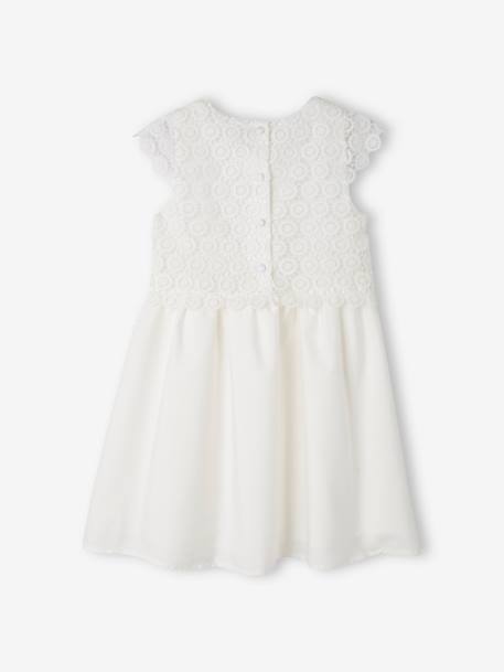 Robe cérémonie fille effet 2 en 1 haut en macramé ivoire+rose nude 3 - vertbaudet enfant 