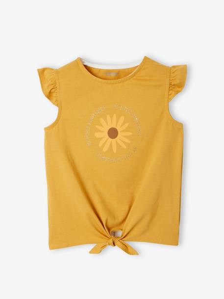 Ensemble T-shirt effet noué et short à volants fille corail+jaune d'or+vert d'eau 8 - vertbaudet enfant 