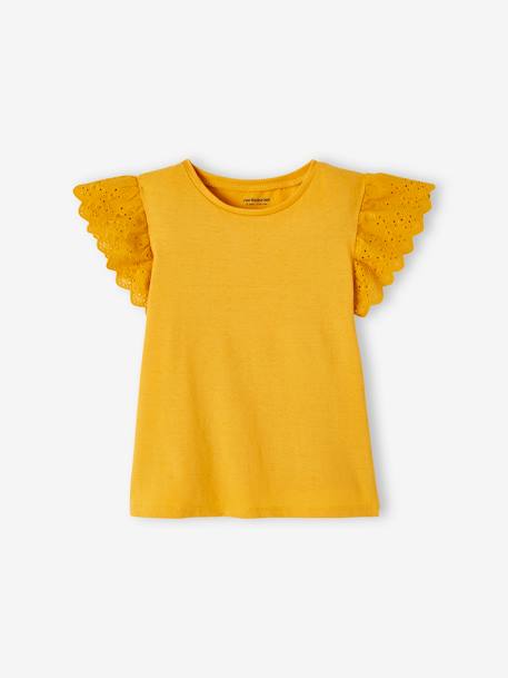 Ensemble T-shirt noué et pantalon fluide imprimé fille jaune d'or+Marine 2 - vertbaudet enfant 