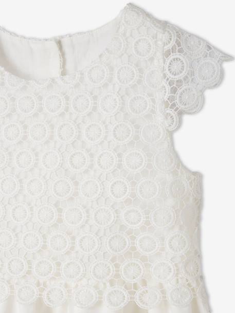 Robe cérémonie fille effet 2 en 1 haut en macramé ivoire+rose nude 4 - vertbaudet enfant 