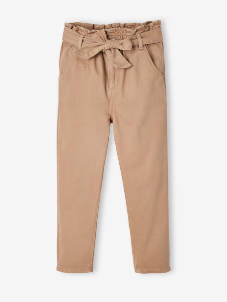 Pantalon style 'paperbag' fille avec ceinture à nouer marron+parme 3 - vertbaudet enfant 