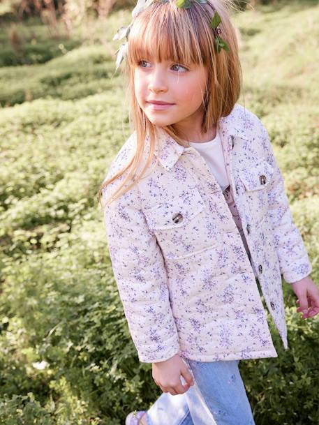 Veste matelassée fille en gaze de coton garnissage polyester recyclé écru imprimé fleurs 8 - vertbaudet enfant 