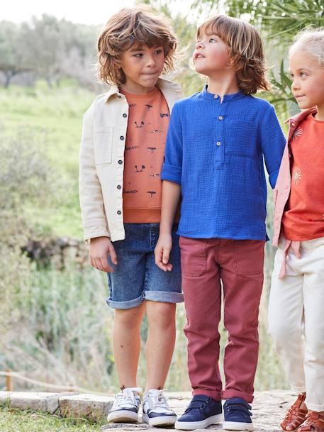 Chemise en gaze de coton personnalisable garçon manches retroussables Bleu moyen+bleu pétrole+écru+vert+vert d'eau 7 - vertbaudet enfant 