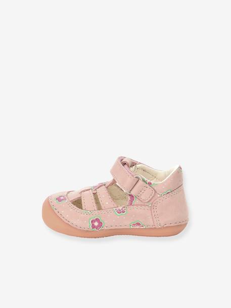 Sandales cuir bébé fille Sushy Originel Softers KICKERS® ROSE CLAIR FLOWER 3 - vertbaudet enfant 