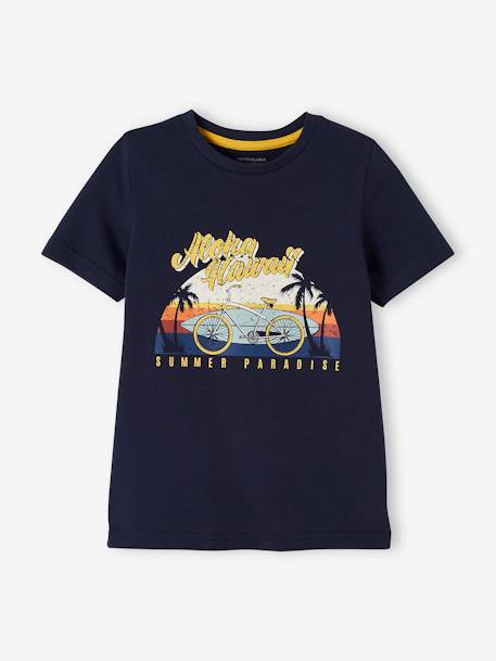Ensemble tee-shirt motif Hawaï et short en toile garçon Jaune moutarde 2 - vertbaudet enfant 