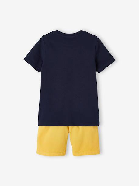 Ensemble tee-shirt motif Hawaï et short en toile garçon Jaune moutarde 4 - vertbaudet enfant 